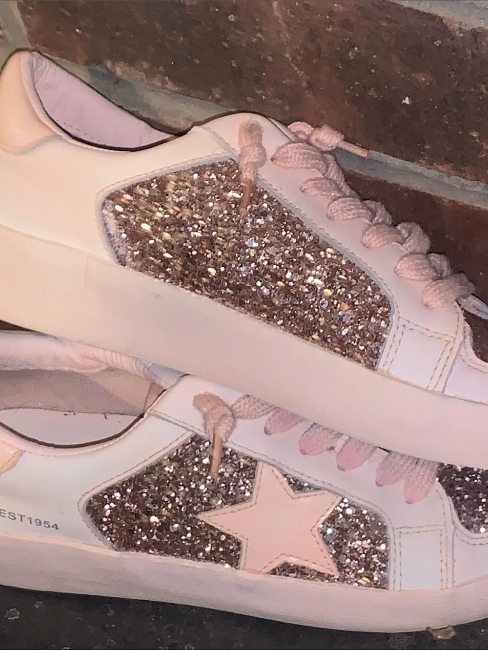 Vintage Havana Pink Glitter Star Platform Sneakers